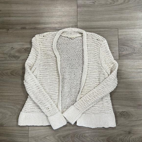 Eileen Fisher Cardigan Womens Large White Open Front Open Knit Jacket - Picture 1 of 7